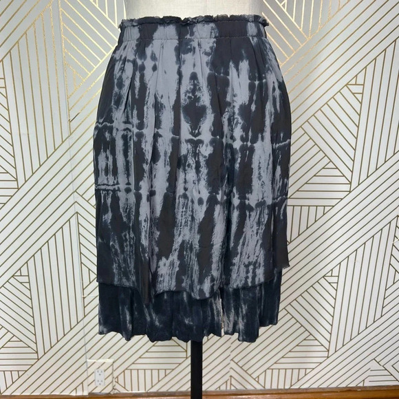 Raquel Allegra Black Gray Tie Dye Layered Skirt Size 0‎ / US XS - Picture 1 of 12